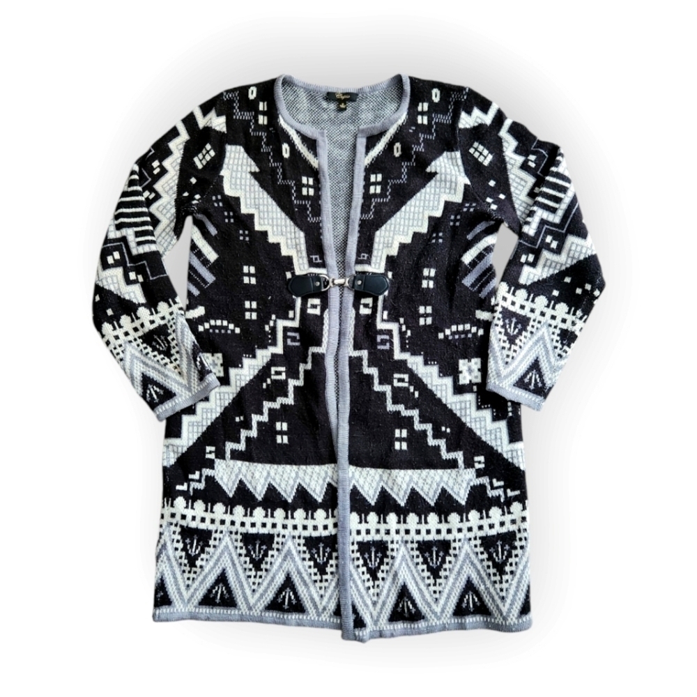 Cupio Aztec Tribal Print Duster Sweater Medium